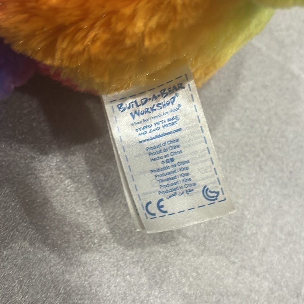 Build A Bear Rainbow Tie Dye Neon Teddy 16" Sparkly Nose Ears Paws Retired 2014 - Picture 5 of 6
